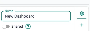 OptScale AI new dashboard name, shared setting, and panel controls