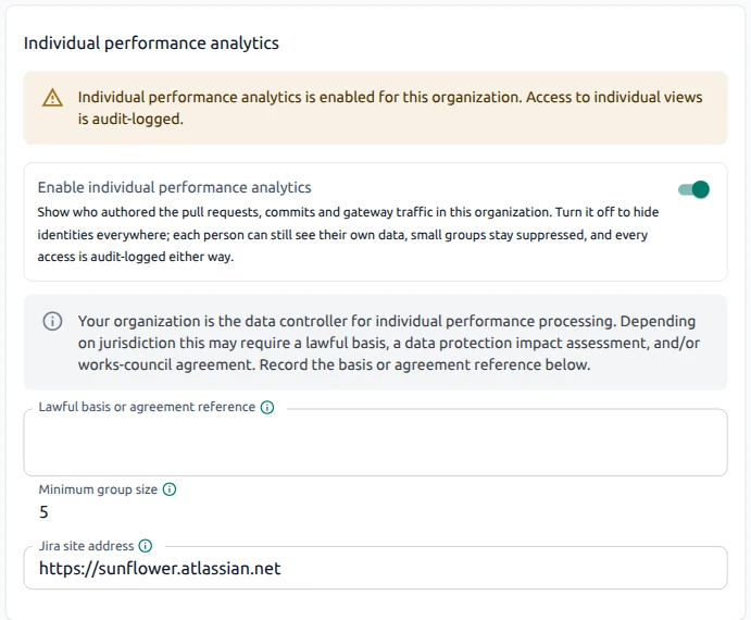OptScale AI ROI General section with minimum group size