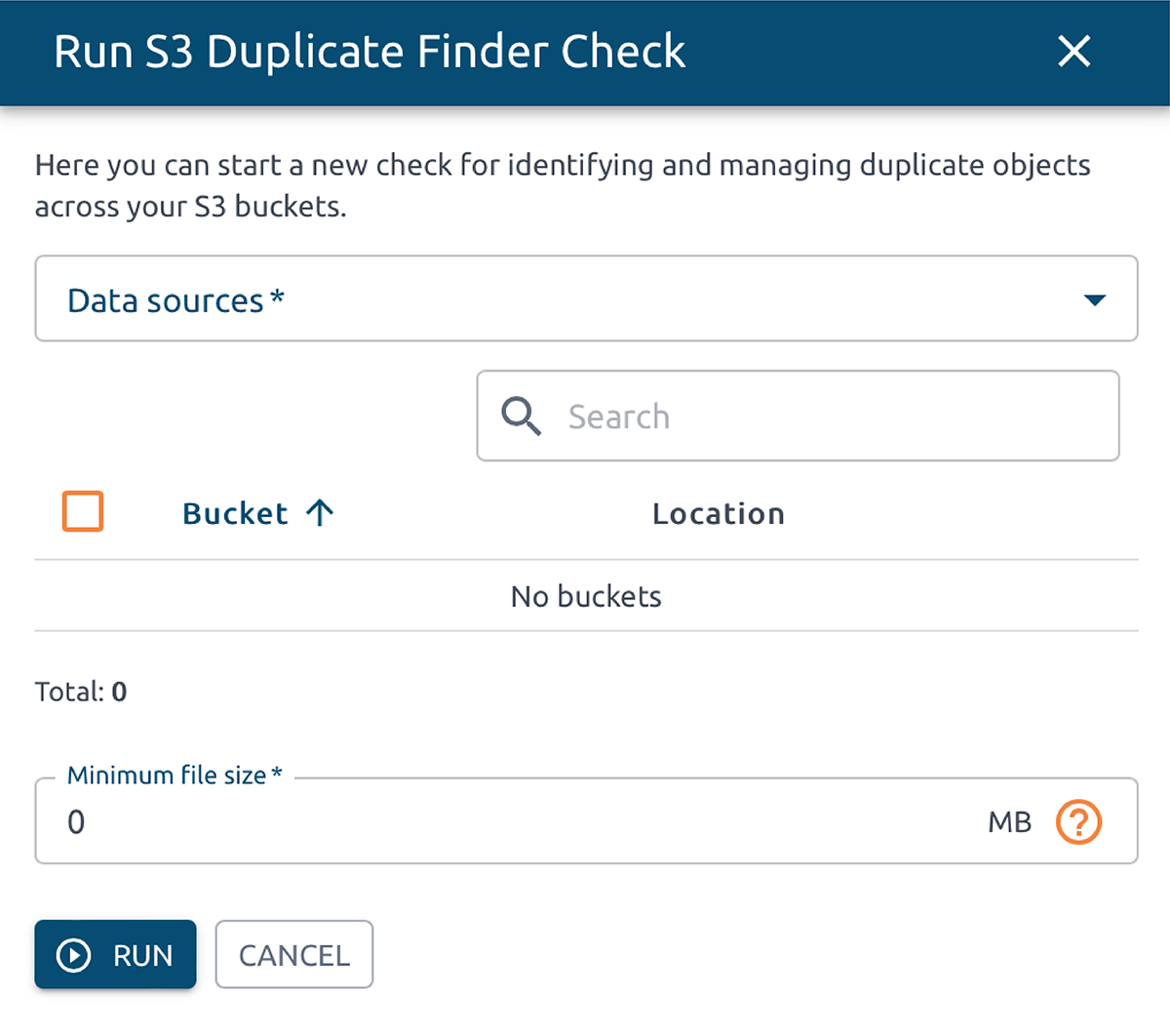 OptScale Run S3 Duplicate Finder check