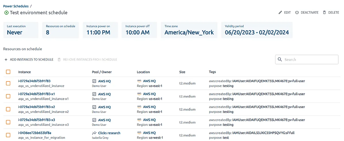 power schedules OptScale